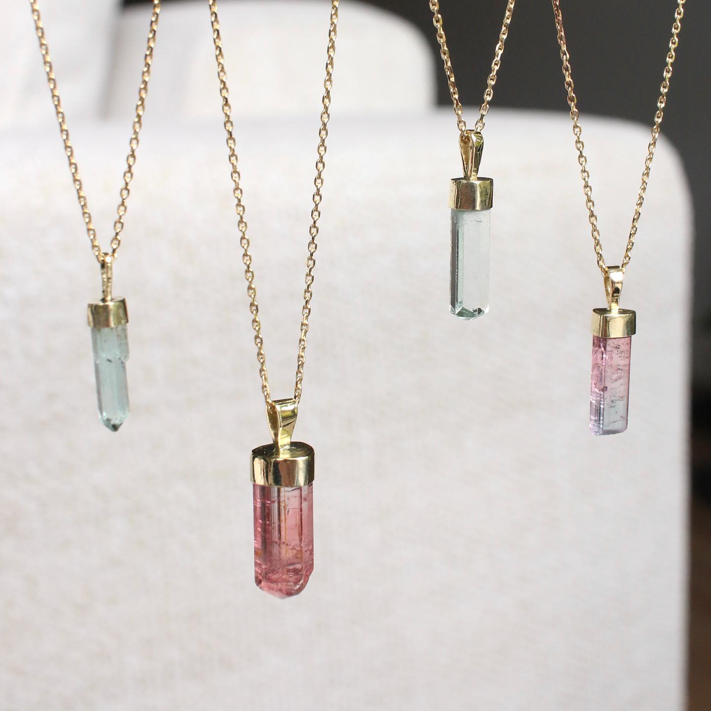 Blue cap tourmaline pendant