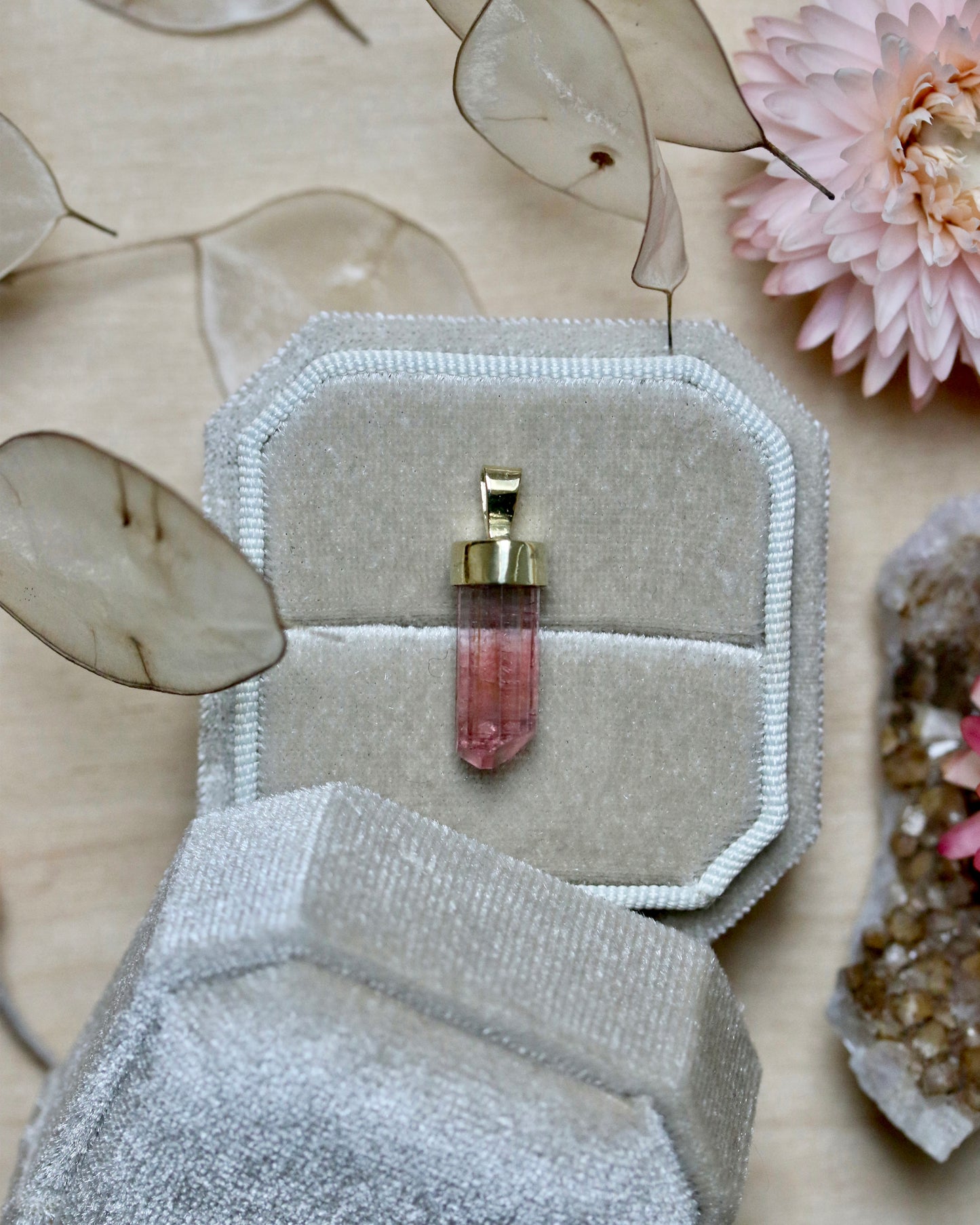 Blue cap tourmaline pendant
