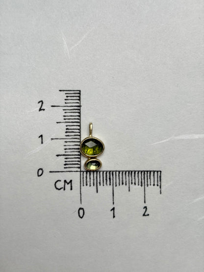 Groene toermalijn & saffier hanger 14k geel goud
