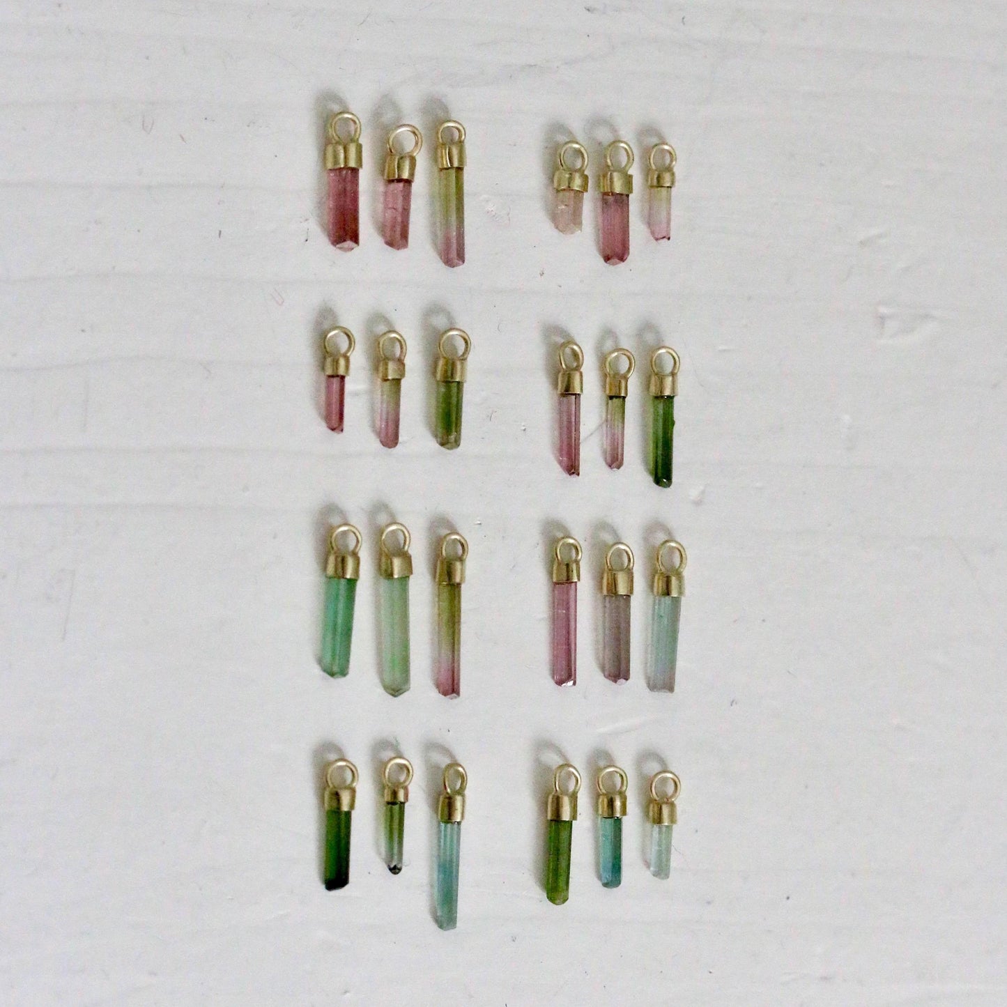 Mini ruwe roze & watermeloen toermalijn charm