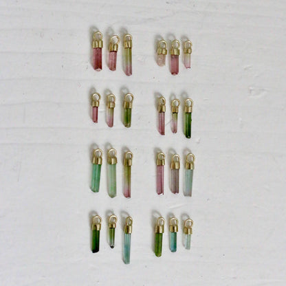 Mini ruwe roze & watermeloen toermalijn charm