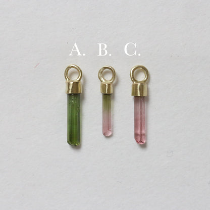 Mini ruwe groene, watermeloen & roze toermalijn charm