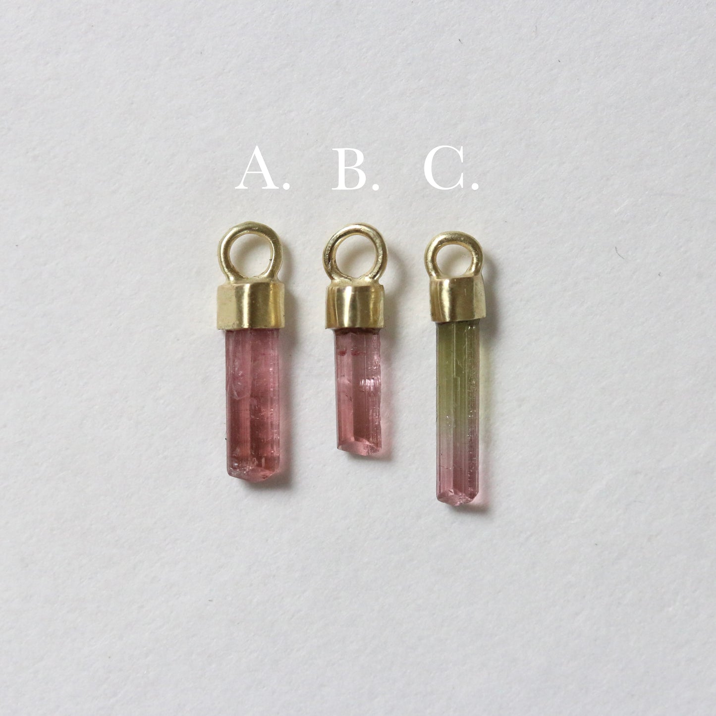 Mini ruwe roze & watermeloen toermalijn charm