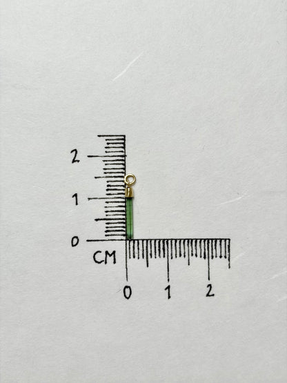 Groenblauwe toermalijn mini hanger 14k geel goud