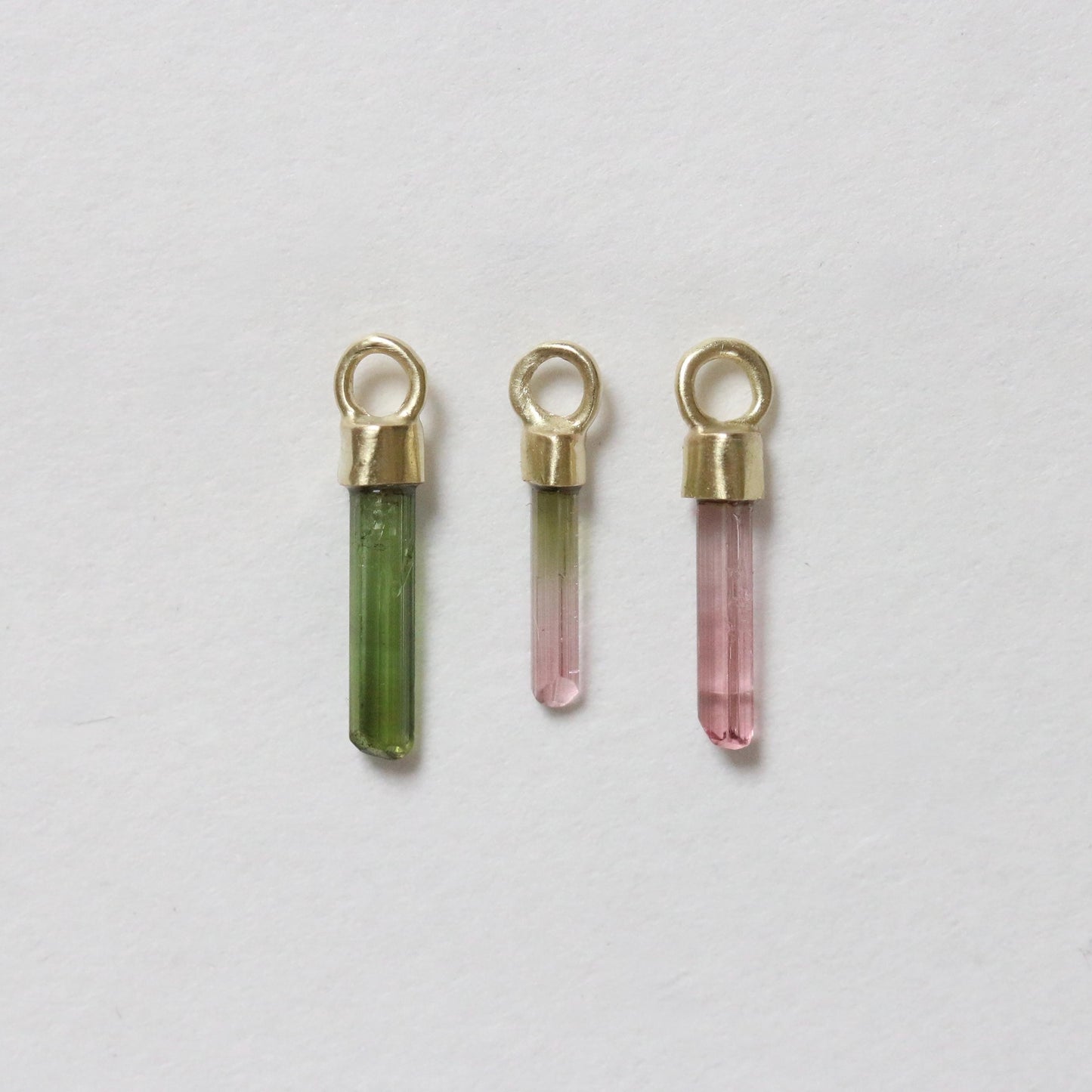 Mini ruwe groene, watermeloen & roze toermalijn charm