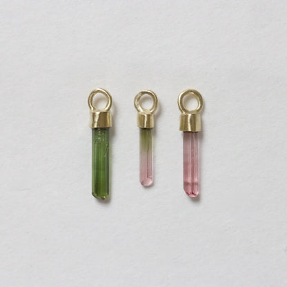 Mini ruwe groene, watermeloen & roze toermalijn charm