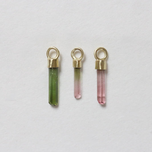 Mini ruwe groene, watermeloen & roze toermalijn charm