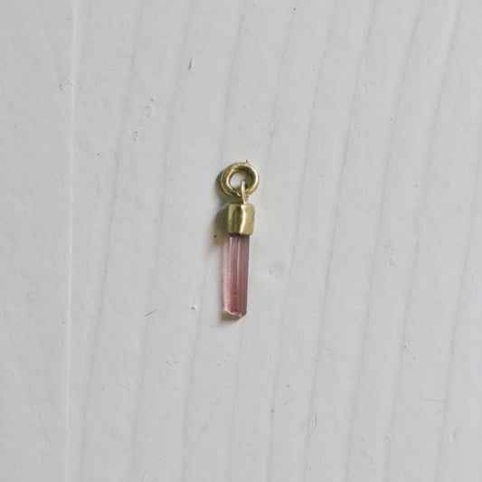 Roze toermalijn mini hanger 14k geel goud