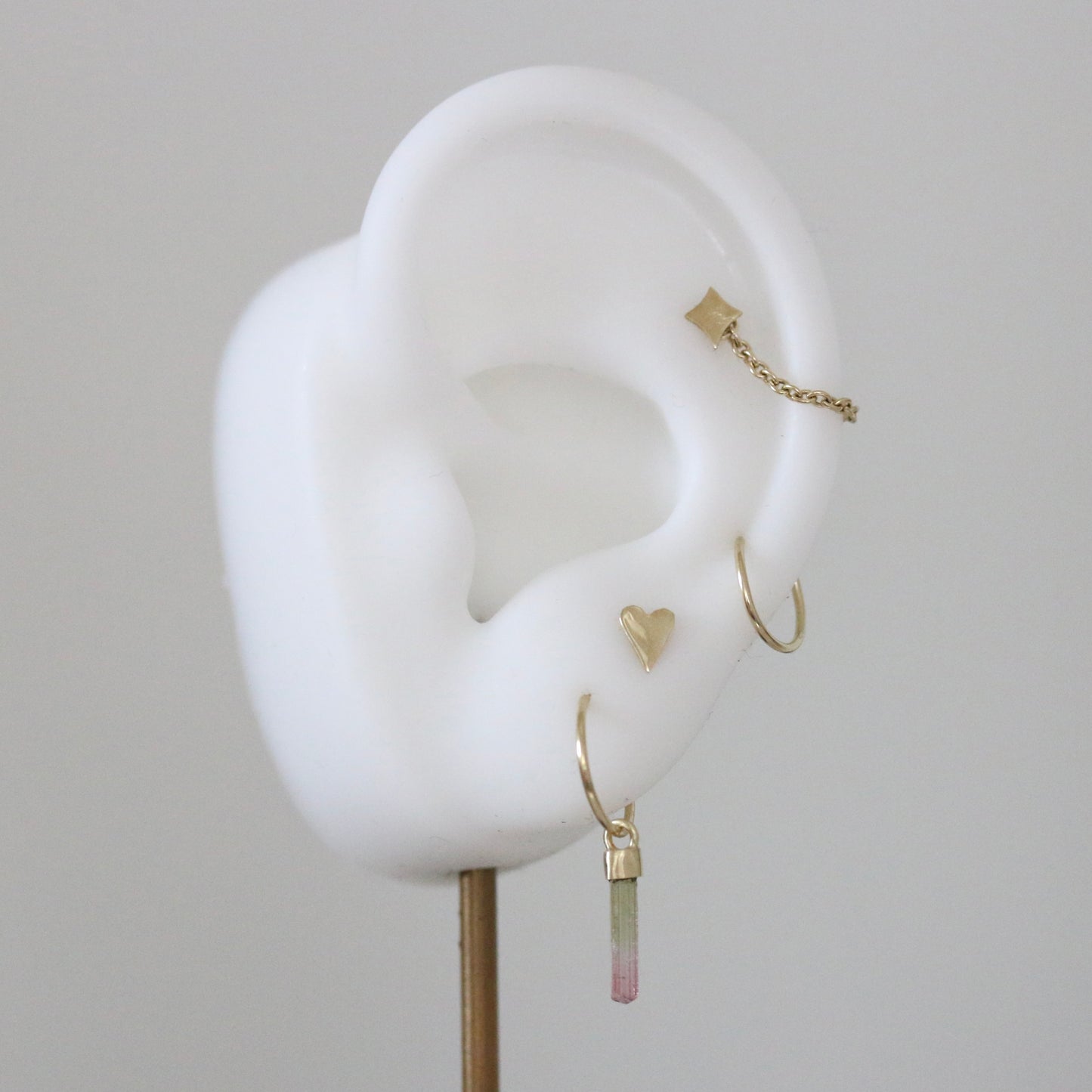 Mini ruwe roze & watermeloen toermalijn charm