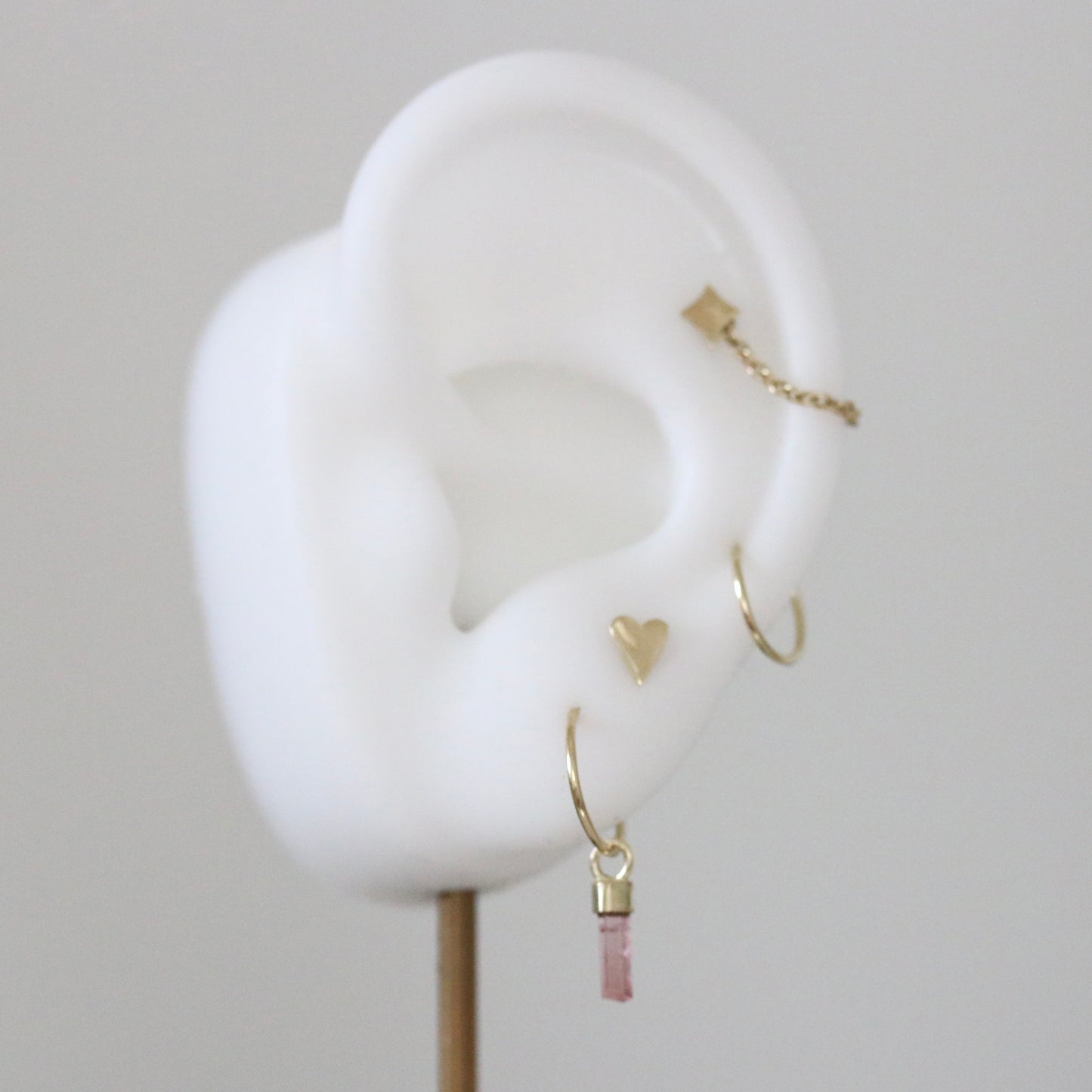 Mini ruwe roze & watermeloen toermalijn charm