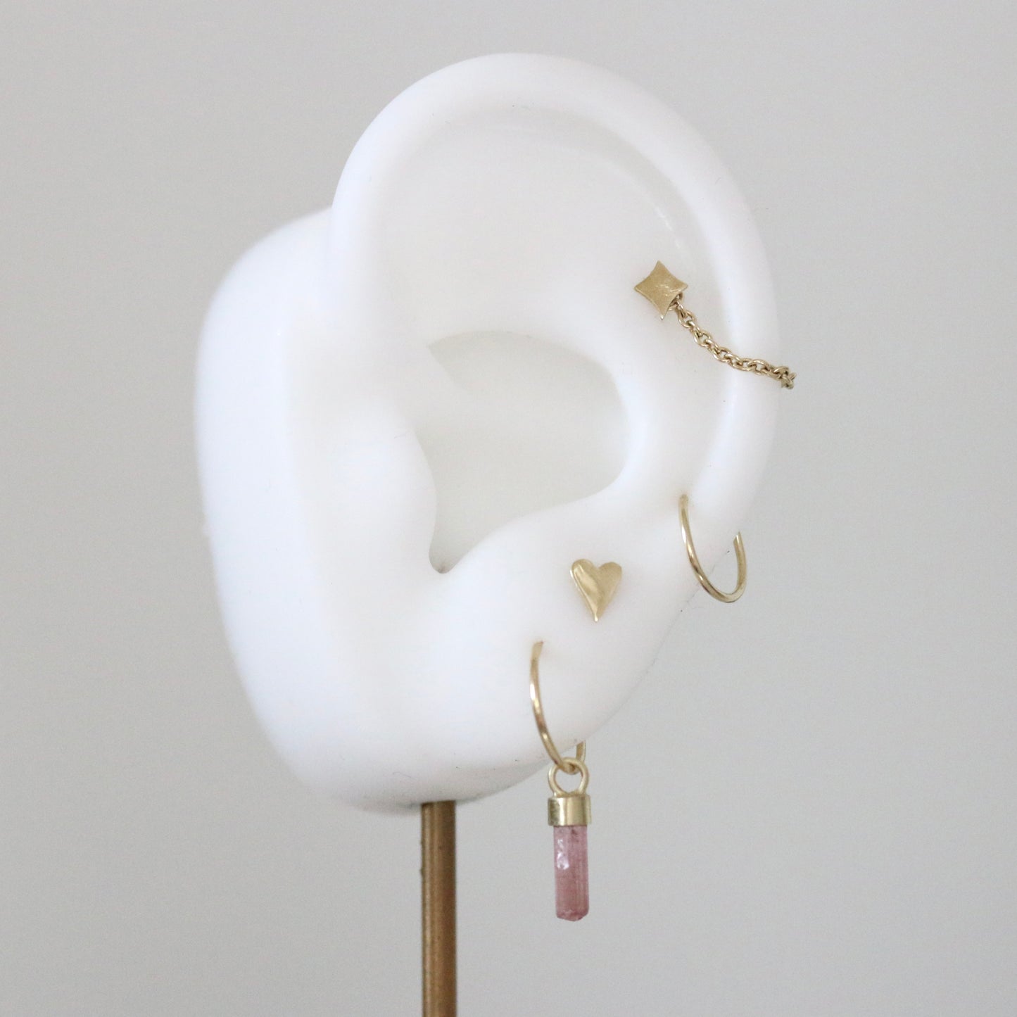 Mini ruwe roze & watermeloen toermalijn charm