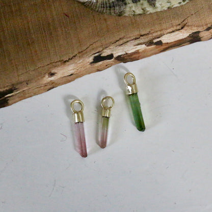 Mini ruwe groene, watermeloen & roze toermalijn charm