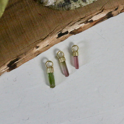 Mini ruwe groene, watermeloen & roze toermalijn charm
