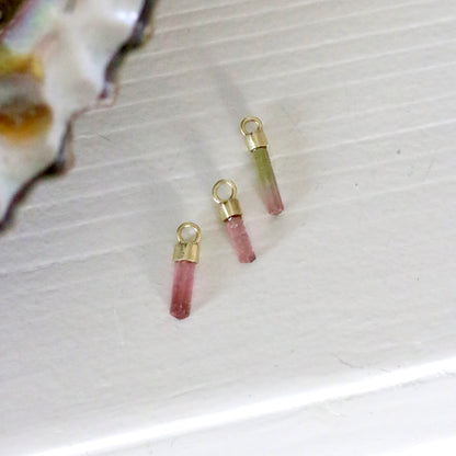 Mini ruwe roze & watermeloen toermalijn charm