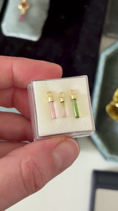 Mini ruwe groene, watermeloen & roze toermalijn charm